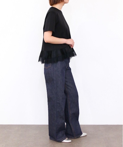 Marilyn Moon(マリリンムーン)の「eyelash lace hem cut-sew(Tシャツ/カットソー・レディース・ブラック/ホワイト/グリーン・FREE)」の15枚目の写真