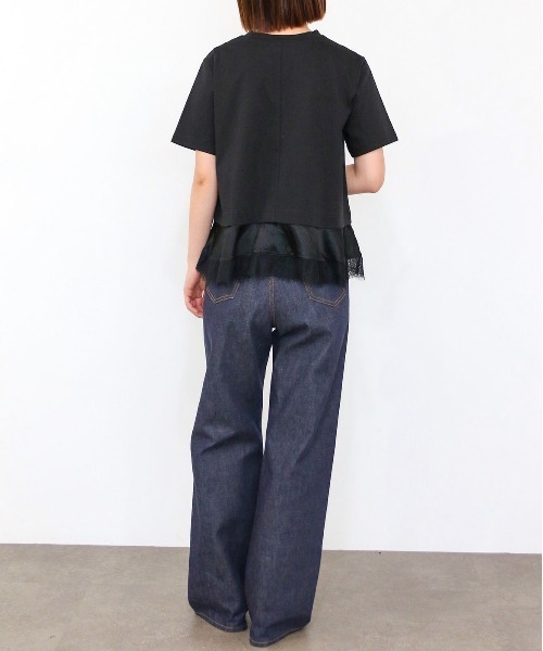 Marilyn Moon(マリリンムーン)の「eyelash lace hem cut-sew(Tシャツ/カットソー・レディース・ブラック/ホワイト/グリーン・FREE)」の16枚目の写真