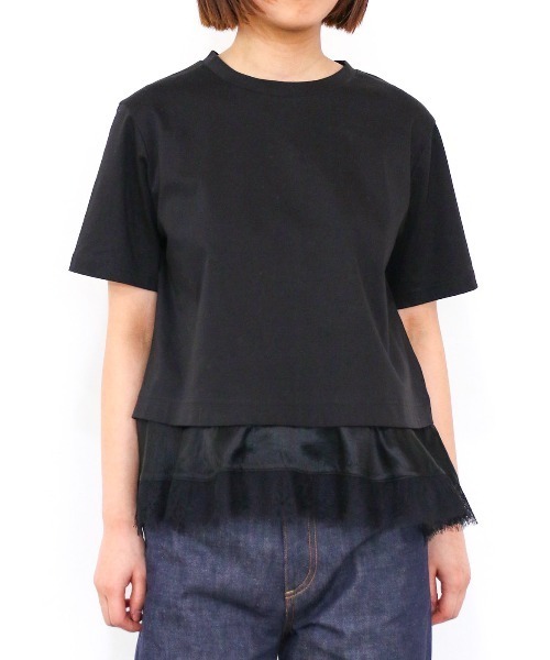 Marilyn Moon(マリリンムーン)の「eyelash lace hem cut-sew(Tシャツ/カットソー・レディース・ブラック/ホワイト/グリーン・FREE)」の13枚目の写真