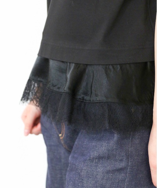 Marilyn Moon(マリリンムーン)の「eyelash lace hem cut-sew(Tシャツ/カットソー・レディース・ブラック/ホワイト/グリーン・FREE)」の17枚目の写真