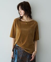 5分袖ベロアトップス