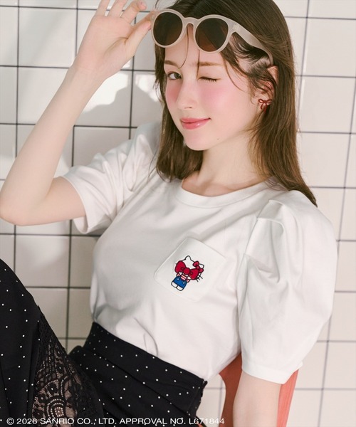 WILLSELECTION(ウィルセレクション)の「WILLSELECTION×HELLO KITTY 刺繍カットトップス(Tシャツ/カットソー・レディース・ブラック/オフホワイト/ホワイト系その他/ブラック系その他・FREE)」の3枚目の写真