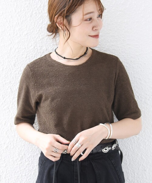 SHIPS(シップス)の「ランダム パイル コンパクト TEE(Tシャツ/カットソー・レディース・カーキ/ライトブルー/ブラック・ONE SIZE)」の2枚目の写真