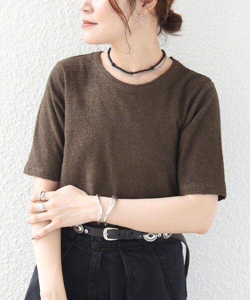SHIPS(シップス)の「ランダム パイル コンパクト TEE(Tシャツ/カットソー・レディース・カーキ/ライトブルー/ブラック・ONE SIZE)」の18枚目の写真