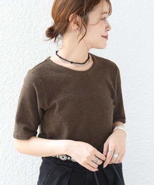 SHIPS(シップス)の「ランダム パイル コンパクト TEE(Tシャツ/カットソー・レディース・カーキ/ライトブルー/ブラック・ONE SIZE)」の21枚目の写真