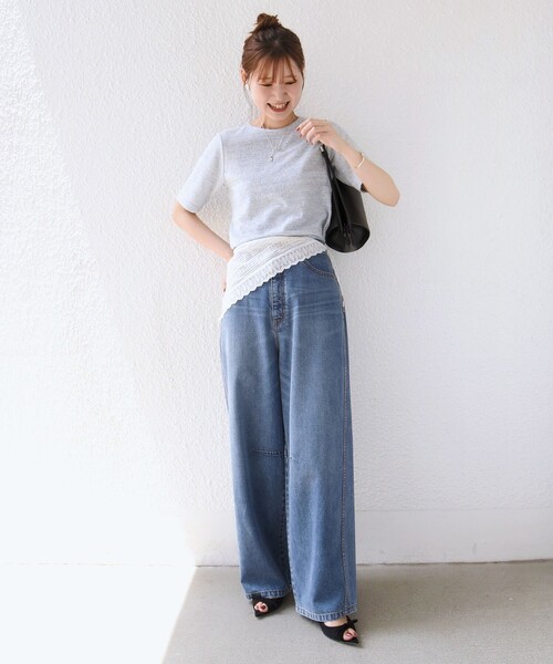 SHIPS(シップス)の「ランダム パイル コンパクト TEE(Tシャツ/カットソー・レディース・カーキ/ライトブルー/ブラック・ONE SIZE)」の22枚目の写真