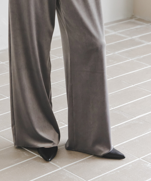 GREYCHORD(グレーコード)の「《NOBLE別注カラーあり》GREYCHORD/グレーコード ベロアイージーパンツ(その他パンツ・レディース・ライトグレー/ベージュ・X-SMALL)」の4枚目の写真