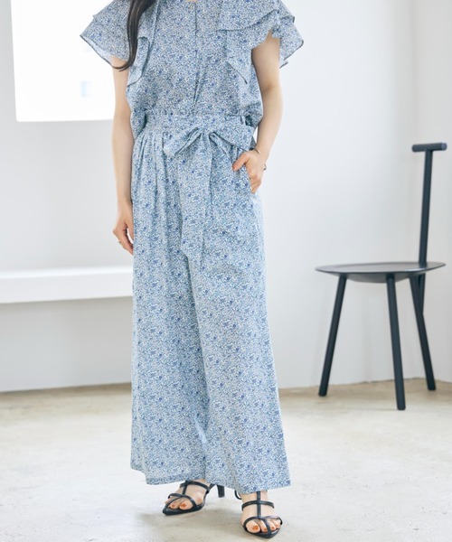 COHINA(コヒナ)の「【COHINA MADE WITH LIBERTY FABRIC】リボンベルトイージーパンツ 【低身長・小柄女性】(その他パンツ・レディース・ブルー/レッド・SHORT/REGULAR)」の6枚目の写真