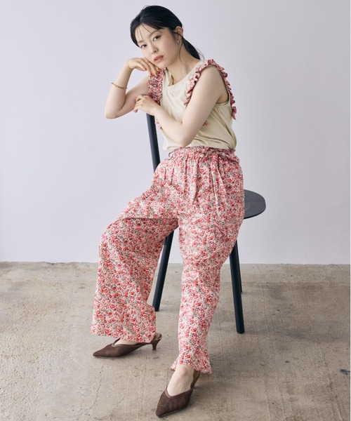 COHINA(コヒナ)の「【COHINA MADE WITH LIBERTY FABRIC】リボンベルトイージーパンツ 【低身長・小柄女性】(その他パンツ・レディース・ブルー/レッド・SHORT/REGULAR)」の7枚目の写真