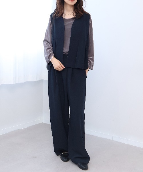 leswel(レスウェル)の「【M/L】プリーツタックベスト(ベスト・レディース・グレー/ダークブラウン/ネイビー・M/L)」の13枚目の写真