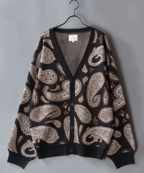 Paisley Pattern Double Jacquard Knit Cardigan/ペイズリー柄