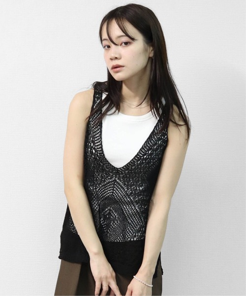 THE CELL.(ザセルドット)の「クロシェベスト CROCHET VEST(ベスト・レディース・ブラック・FREE)」の2枚目の写真