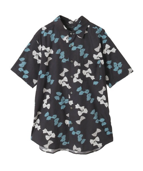 KARL HELMUT(カールヘルム)の「リボンプリントシャツブラウス(シャツ/ブラウス・メンズ・キナリ/ピンク/ブラック・LARGE/MEDIUM)」の2枚目の写真
