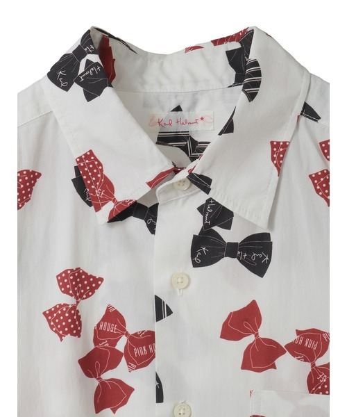 KARL HELMUT(カールヘルム)の「リボンプリントシャツブラウス(シャツ/ブラウス・メンズ・キナリ/ピンク/ブラック・LARGE/MEDIUM)」の6枚目の写真