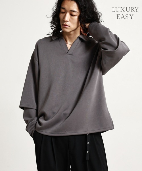 RAGEBLUE（レイジブルー）の「【LUXURY＋EASY】＜接触冷感/吸水速乾＞SKIPPER FAKE LAYERED T-SHIRTS/ラグイージースキッパーフェイクレイヤードTシャツ（Tシャツ/カットソー・メンズ・パープル/ブラック/グレー・MEDIUM/LARGE）」の3枚目の写真