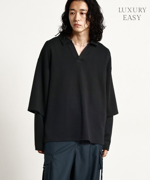 RAGEBLUE（レイジブルー）の「【LUXURY＋EASY】＜接触冷感/吸水速乾＞SKIPPER FAKE LAYERED T-SHIRTS/ラグイージースキッパーフェイクレイヤードTシャツ（Tシャツ/カットソー・メンズ・パープル/ブラック/グレー・MEDIUM/LARGE）」の2枚目の写真