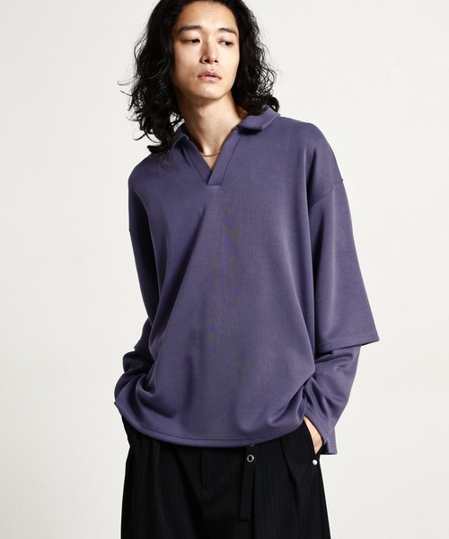 RAGEBLUE（レイジブルー）の「【LUXURY＋EASY】＜接触冷感/吸水速乾＞SKIPPER FAKE LAYERED T-SHIRTS/ラグイージースキッパーフェイクレイヤードTシャツ（Tシャツ/カットソー・メンズ・パープル/ブラック/グレー・MEDIUM/LARGE）」の12枚目の写真