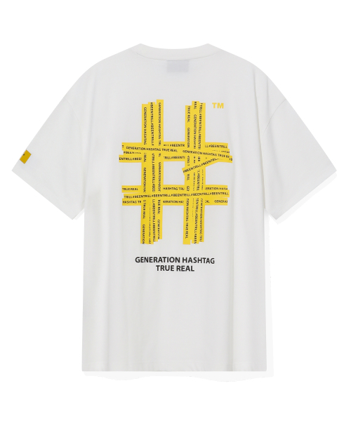 BEENTRILL(ビントリル)の「テーピングハッシュタグオーバーサイズ半袖Tシャツ(オフホワイト)(Tシャツ/カットソー・レディース・その他・SMALL/MEDIUM/LARGE/X-LARGE/2XL)」の2枚目の写真