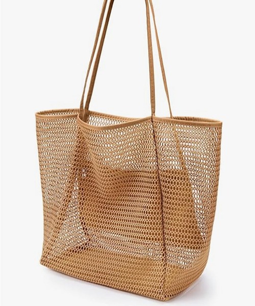 TONE SELECT GOODS(トーンセレクトグッズ)の「urbanfemine./大容量 メッシュトートバッグ プールバッグ ビーチバッグ スパバッグ レディース U7637(トートバッグ・レディース・ブラック/ピンク/アイボリー/ブラウン・FREE)」の5枚目の写真