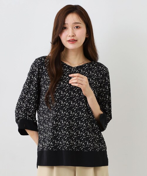 COUP DE CHANCE(クードシャンス)の「【手洗い可/日本製】スムースジャージ七分袖カットソー(Tシャツ/カットソー・レディース・ネイビー/ブラック系/ベージュ系/ボルドー・34/38)」の15枚目の写真