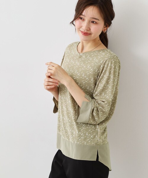 COUP DE CHANCE(クードシャンス)の「【手洗い可/日本製】スムースジャージ七分袖カットソー(Tシャツ/カットソー・レディース・ネイビー/ブラック系/ベージュ系/ボルドー・34/38)」の17枚目の写真