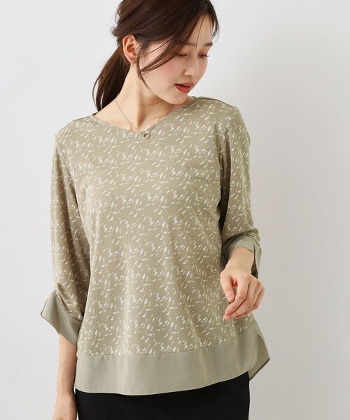 COUP DE CHANCE(クードシャンス)の「【手洗い可/日本製】スムースジャージ七分袖カットソー(Tシャツ/カットソー・レディース・ネイビー/ブラック系/ベージュ系/ボルドー・34/38)」の18枚目の写真