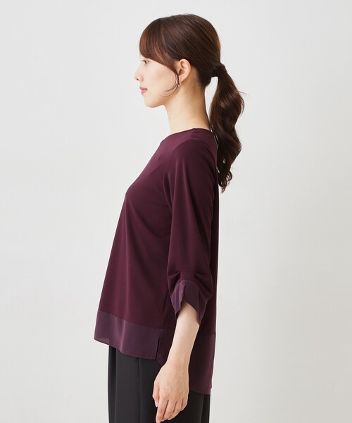 COUP DE CHANCE(クードシャンス)の「【手洗い可/日本製】スムースジャージ七分袖カットソー(Tシャツ/カットソー・レディース・ネイビー/ブラック系/ベージュ系/ボルドー・34/38)」の22枚目の写真