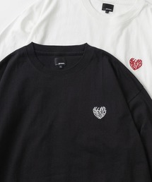 【85】別注 ワンポイント ハートロゴ刺繍 クルーネック ロングスリーブTシャツ/ロンT/長袖Tシャツ/ドローコード/ユニセックス/レディース/メンズ【Sサイズ～Lサイズ】