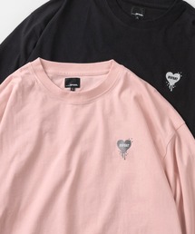 【85】別注 ワンポイント ハートロゴ刺繍 クルーネック ロングスリーブTシャツ/ロンT/長袖Tシャツ/ドローコード/ユニセックス/レディース/メンズ【Sサイズ~Lサイズ】