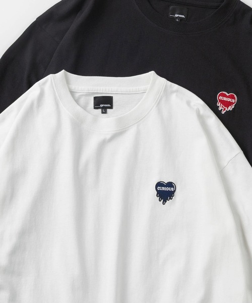 SlashDate(スラッシュデイト)の「【85】別注 ワンポイント ハートロゴ刺繍 クルーネック ロングスリーブTシャツ/ロンT/長袖Tシャツ/ドローコード/ユニセックス/レディース/メンズ【Sサイズ~Lサイズ】(Tシャツ/カットソー・メンズ・ホワイト/ホワイト系/ホワイト系1/ホワイト系2/ブラック/ブラック系/ブラック系1/ブラック系2/ピンク/ピンク系・M/L/S)」の2枚目の写真