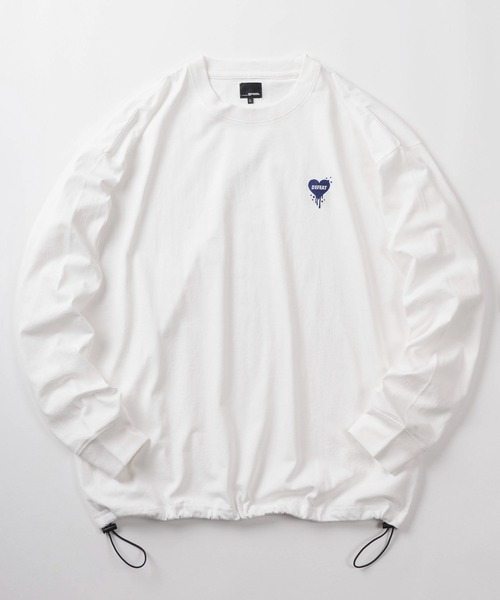 SlashDate(スラッシュデイト)の「【85】別注 ワンポイント ハートロゴ刺繍 クルーネック ロングスリーブTシャツ/ロンT/長袖Tシャツ/ドローコード/ユニセックス/レディース/メンズ【Sサイズ~Lサイズ】(Tシャツ/カットソー・メンズ・ホワイト/ホワイト系/ホワイト系1/ホワイト系2/ブラック/ブラック系/ブラック系1/ブラック系2/ピンク/ピンク系・M/L/S)」の17枚目の写真