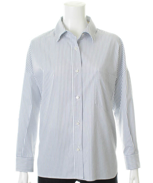 31 Sons de mode（トランテアン　ソン　ドゥ　モード）の「ストライプオーバーサイズカラーシャツ（シャツ/ブラウス・レディース・ホワイト/ネイビー・36）」の3枚目の写真