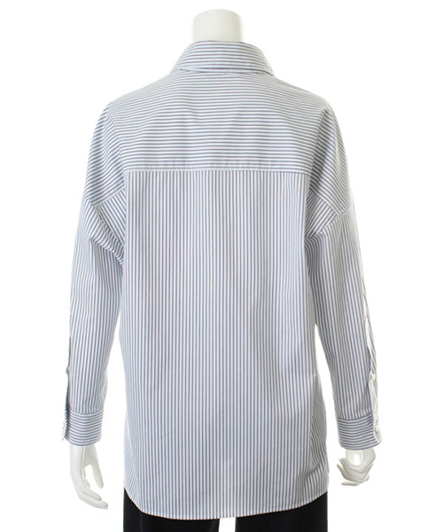 31 Sons de mode（トランテアン　ソン　ドゥ　モード）の「ストライプオーバーサイズカラーシャツ（シャツ/ブラウス・レディース・ホワイト/ネイビー・36）」の5枚目の写真