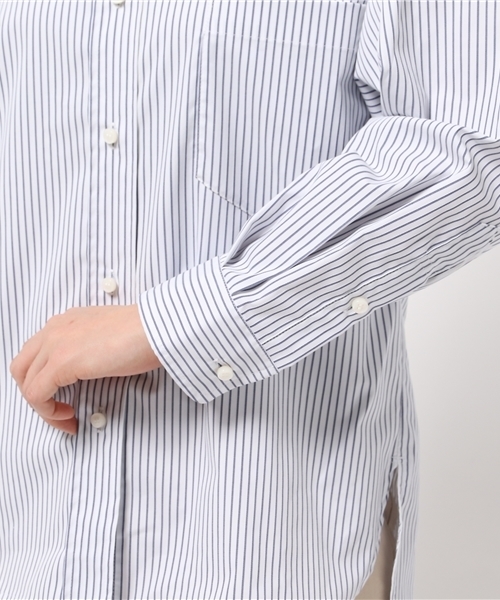 31 Sons de mode（トランテアン　ソン　ドゥ　モード）の「ストライプオーバーサイズカラーシャツ（シャツ/ブラウス・レディース・ホワイト/ネイビー・36）」の12枚目の写真