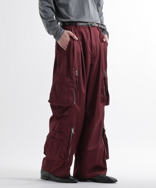 HARE（ハレ）の「【SET UP対応】ZIPユーティリティカーゴパンツ(HARE)（カーゴパンツ・メンズ・レッド/ブラック/グレー・MEDIUM/SMALL）」の3枚目の写真