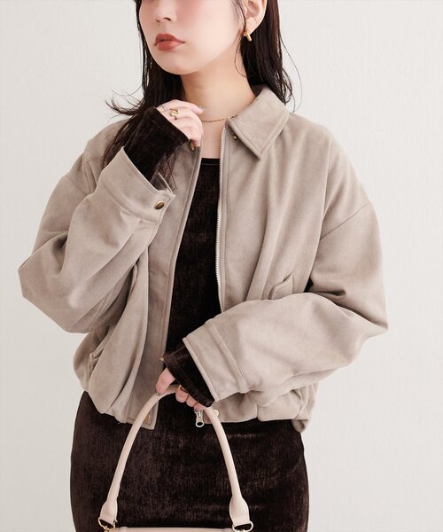 natural couture(ナチュラルクチュール)の「スエードバルーンブルゾン(ブルゾン・レディース・ブラウン/モカ/グレイッシュベージュ/アイボリー・FREE)」の18枚目の写真