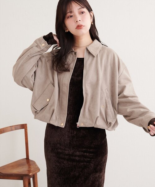 natural couture(ナチュラルクチュール)の「スエードバルーンブルゾン(ブルゾン・レディース・ブラウン/モカ/グレイッシュベージュ/アイボリー・FREE)」の19枚目の写真