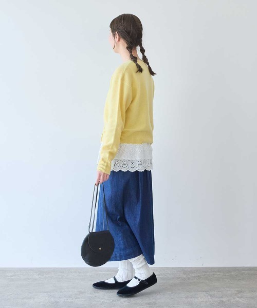 bulle de savon(ビュルデサボン)の「ジーロンラム ダブルボタンカーディガン(ニット/セーター・レディース・カーキ/サックスブルー/イエロー/ピンク/レッド/ダークブラウン・FREE)」の19枚目の写真