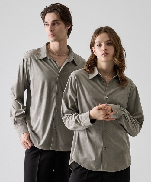 CLEL（クレイル）の「【CLEL】Double Tech Fade Regular Collar Shirt / ダブルテックフェード レギュラーカラーシャツ【セットアップ対応】（シャツ/ブラウス・メンズ・チャコールグレー/グレイッシュベージュ/ブラック/ブラウン・L/XS/S/M）」の4枚目の写真