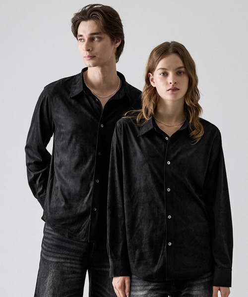 CLEL（クレイル）の「【CLEL】Double Tech Fade Regular Collar Shirt / ダブルテックフェード レギュラーカラーシャツ【セットアップ対応】（シャツ/ブラウス・メンズ・チャコールグレー/グレイッシュベージュ/ブラック/ブラウン・L/XS/S/M）」の2枚目の写真