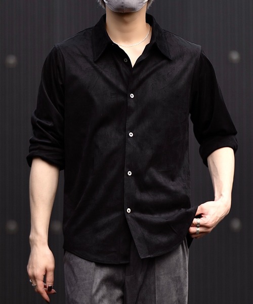 CLEL（クレイル）の「【CLEL】Double Tech Fade Regular Collar Shirt / ダブルテックフェード レギュラーカラーシャツ【セットアップ対応】（シャツ/ブラウス・メンズ・チャコールグレー/グレイッシュベージュ/ブラック/ブラウン・L/XS/S/M）」の9枚目の写真