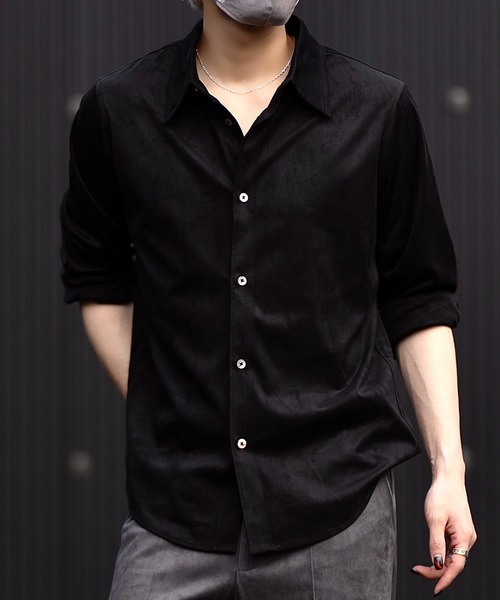CLEL（クレイル）の「【CLEL】Double Tech Fade Regular Collar Shirt / ダブルテックフェード レギュラーカラーシャツ【セットアップ対応】（シャツ/ブラウス・メンズ・チャコールグレー/グレイッシュベージュ/ブラック/ブラウン・L/XS/S/M）」の5枚目の写真