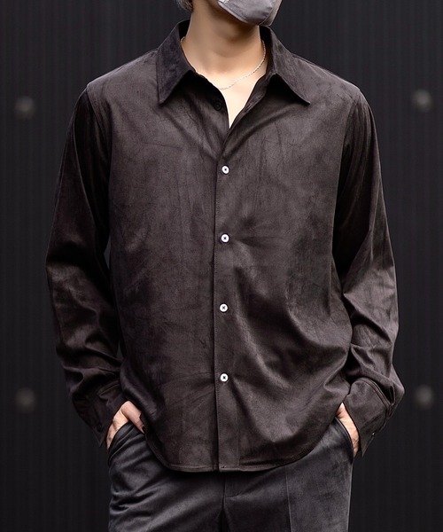 CLEL（クレイル）の「【CLEL】Double Tech Fade Regular Collar Shirt / ダブルテックフェード レギュラーカラーシャツ【セットアップ対応】（シャツ/ブラウス・メンズ・チャコールグレー/グレイッシュベージュ/ブラック/ブラウン・L/XS/S/M）」の7枚目の写真