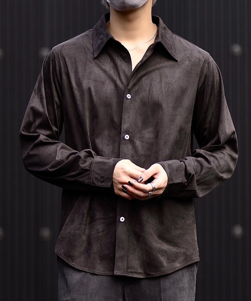 CLEL（クレイル）の「【CLEL】Double Tech Fade Regular Collar Shirt / ダブルテックフェード レギュラーカラーシャツ【セットアップ対応】（シャツ/ブラウス・メンズ・チャコールグレー/グレイッシュベージュ/ブラック/ブラウン・L/XS/S/M）」の8枚目の写真