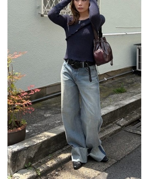 LAGUA GEM(ラグアジェム)の「ROLL UP LOOSEY デニム(デニムパンツ・レディース・ライトブルー/ブルー・26inch/25inch/24inch/23inch/22inch)」の7枚目の写真