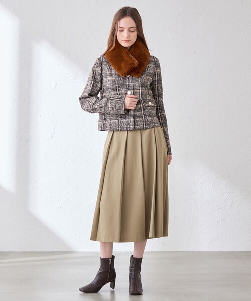 MACKINTOSH LONDON（マッキントッシュ ロンドン）の「【婦人画報10月号掲載】ブライトハンマーサテンスカート（スカート・レディース・ブラウン系その他/ネイビー・36/38）」の7枚目の写真