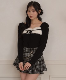 ファー切り替えフロントリボンニット