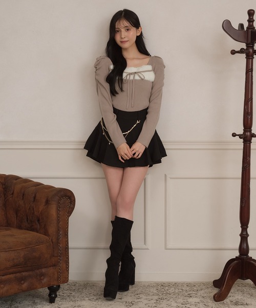 apres jour(アプレジュール)の「ファー切り替えフロントリボンニット(ニット/セーター・レディース・ボルドー/スモークピンク/ブラック・フリー/X-LARGE)」の16枚目の写真
