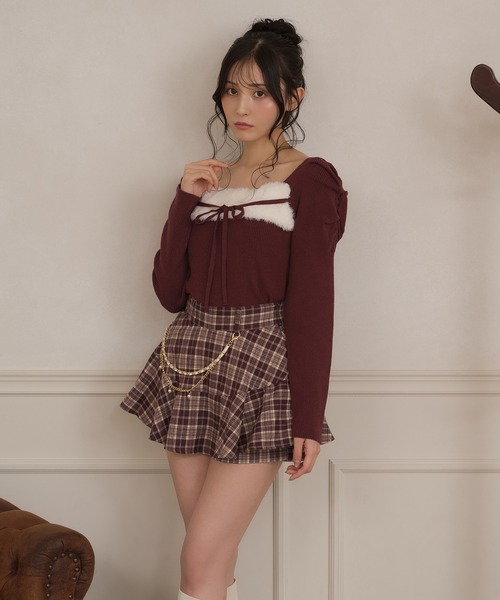 apres jour(アプレジュール)の「ファー切り替えフロントリボンニット(ニット/セーター・レディース・ボルドー/スモークピンク/ブラック・フリー/X-LARGE)」の18枚目の写真