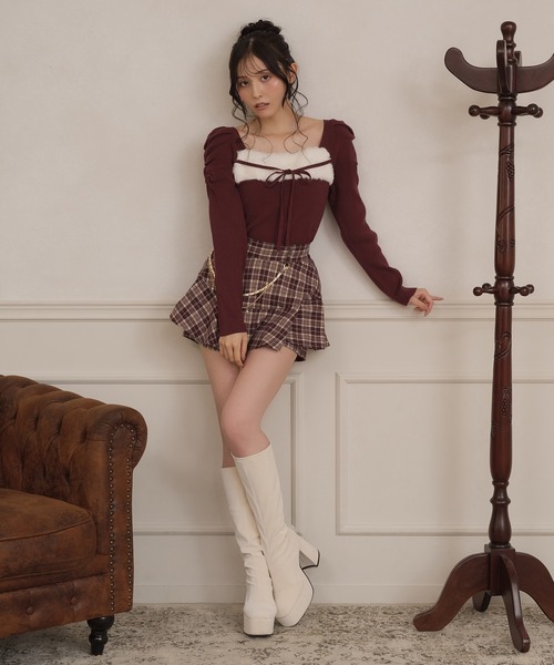 apres jour(アプレジュール)の「ファー切り替えフロントリボンニット(ニット/セーター・レディース・ボルドー/スモークピンク/ブラック・フリー/X-LARGE)」の21枚目の写真